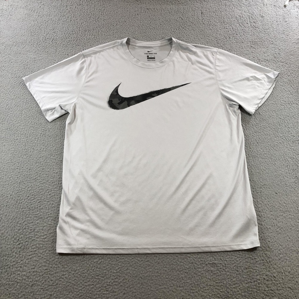 Nike Shirt Mens XL Gray Dri-FIT Swoosh Athletic Tee Polyester DJ3650-097